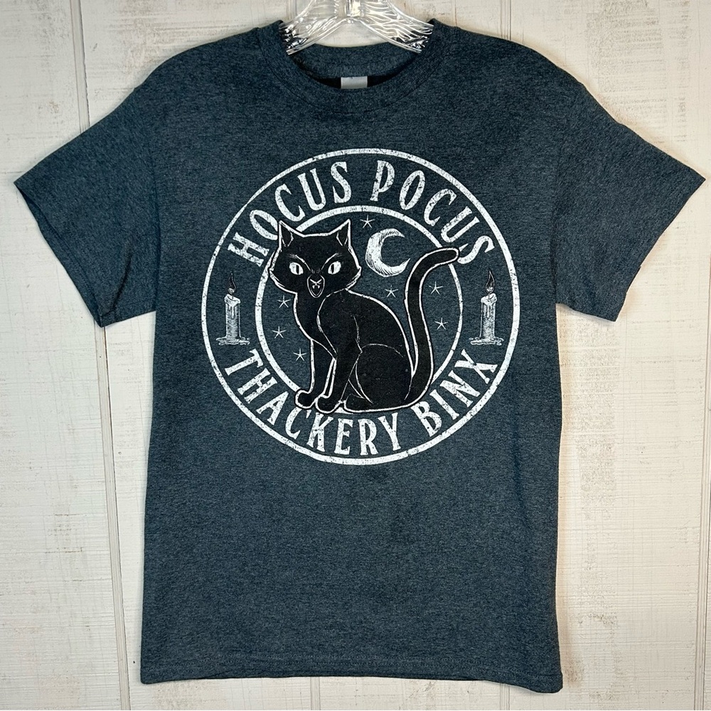 Hocus Pocus Womens‎ T Shirt Size S Thackery Binx Cat Gray Witchy Halloween